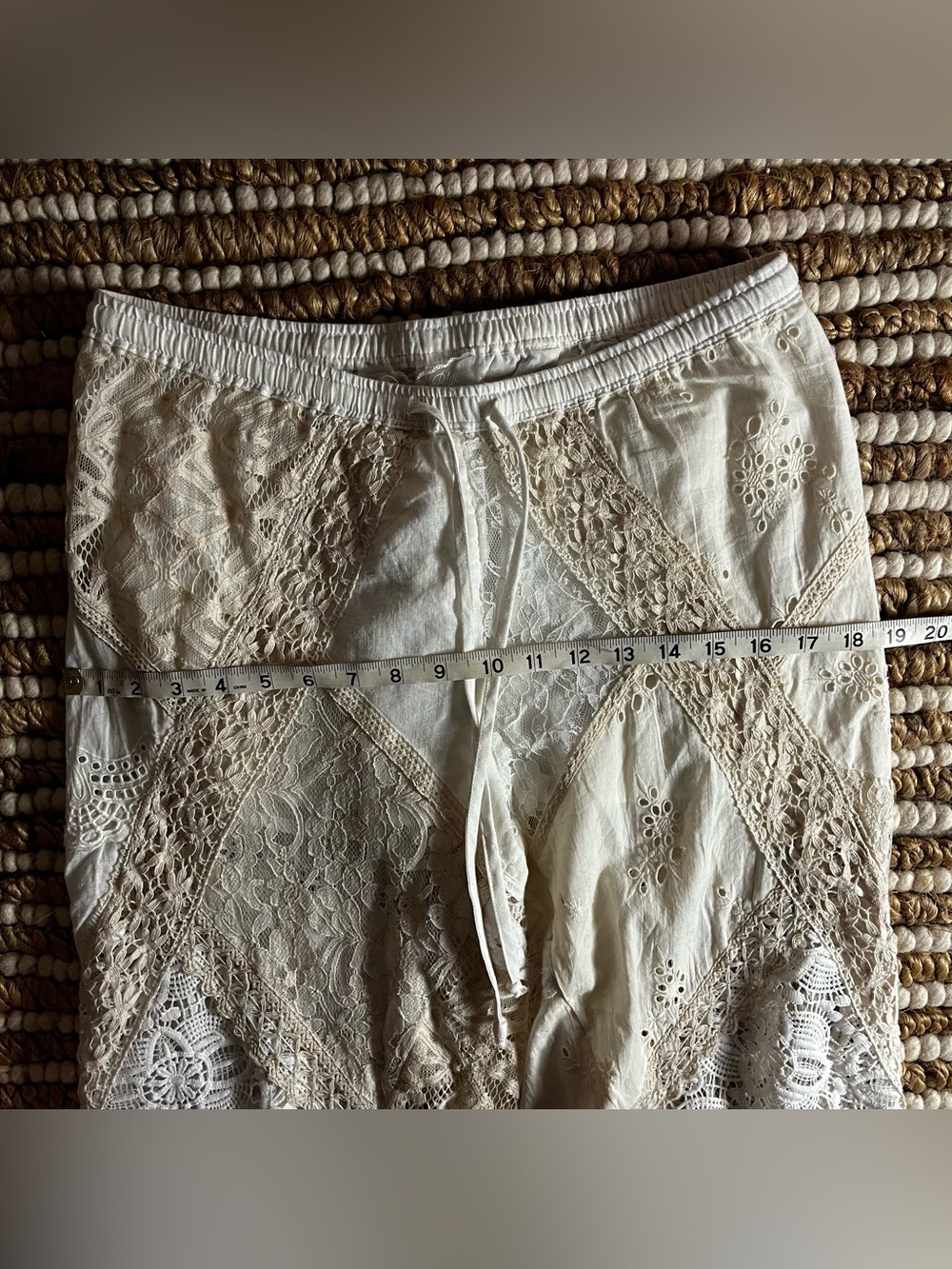 NWT Kimchi Blue Cream Lace Patchwork Wide-Leg Pants - Picture 9 of 10